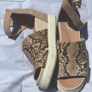 Animal print platform wedge sandals